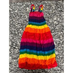 Shop Therapy Girls Rainbow Striped Smocked Maxi Dress Size 12 Colorful Summer